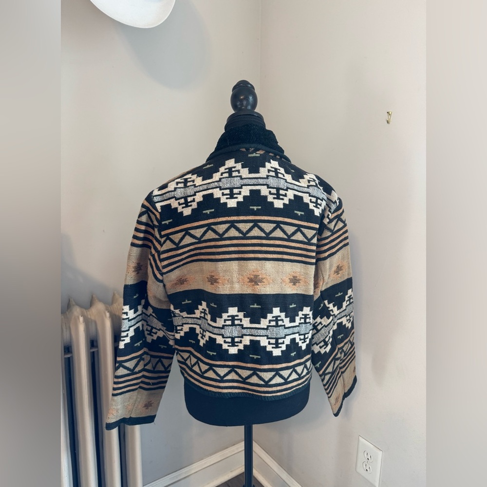 Tribal Patterned Wool Bomber Jacket - image 4